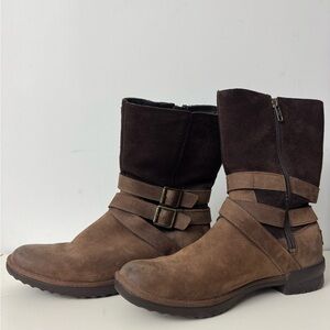 UGG Lorna Moto Buckle Boots Brown Leather/Suede Women’s 9 waterproof Boot